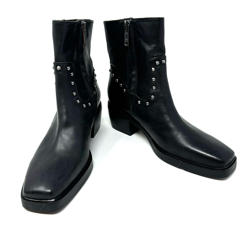 Sam Edelman size 5 black ankle boots‎ booties fringe studded side zip Bernie